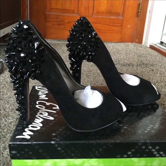 Sam Edelman - Black Suede Studded Heels - Picture 2 of 3
